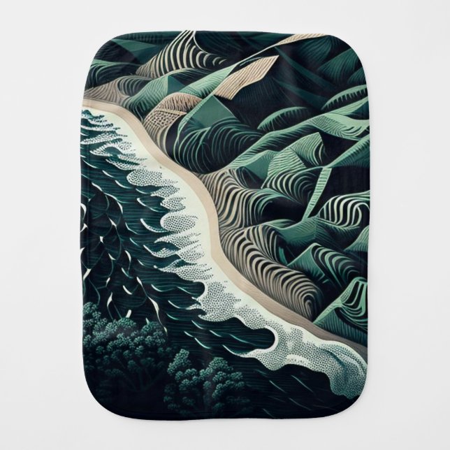 Serene Shores Baby Burp Cloth (Front)