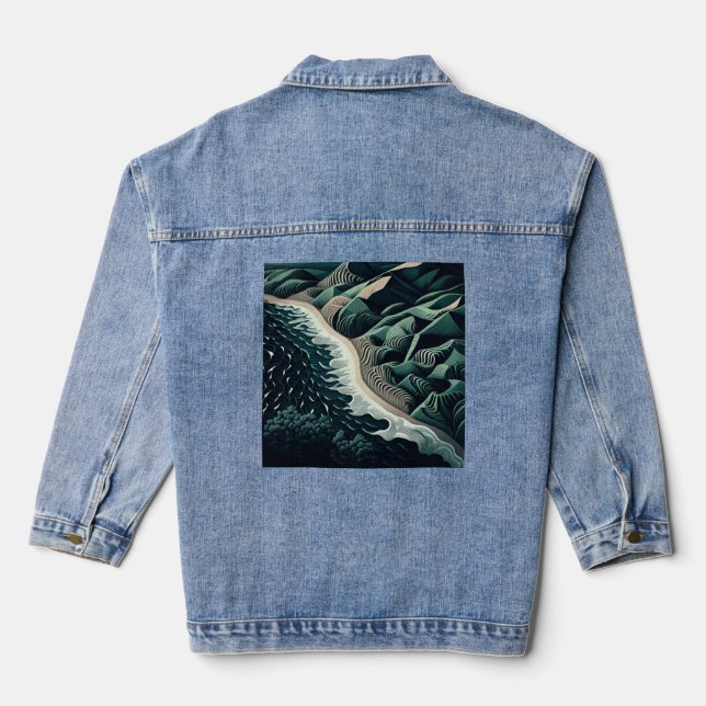 Serene Shores Denim Jacket (Back)