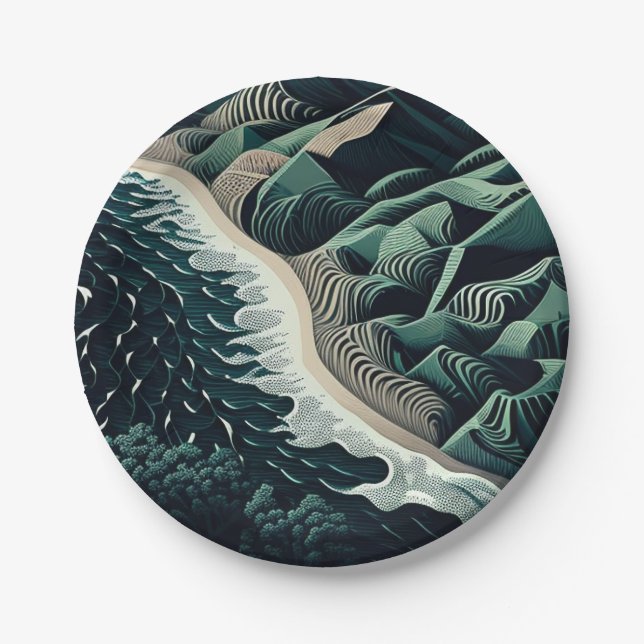 Serene Shores Paper Plates (Front)