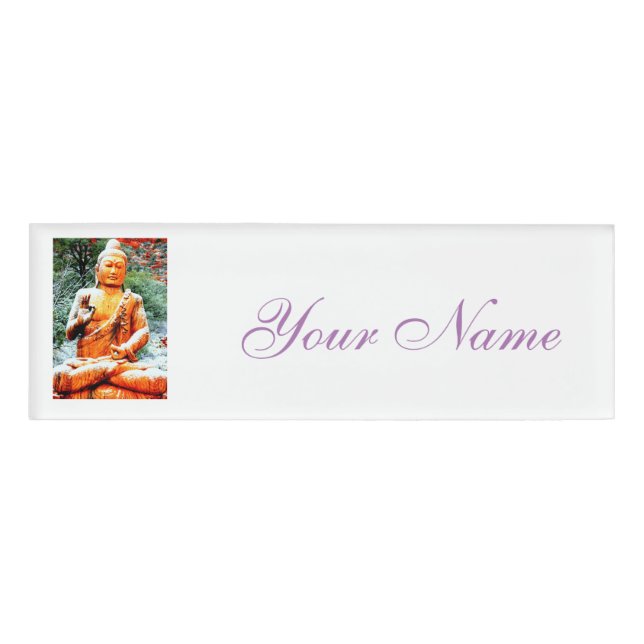 serene sitting buddha name tag (Front)