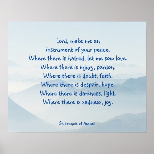 Serene Sky   St Francis Assissi Prayer Poster