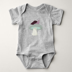 Serene Snail on a Mushroom Baby Bodysuit