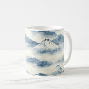Serene Snow-Capped Mountains - Blue & White Coffee Mug