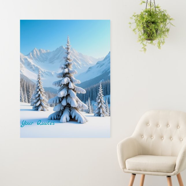 Serene Snowy Mountain Landscape & Winter Pine Tree Foam Board (In Situ (Wall))