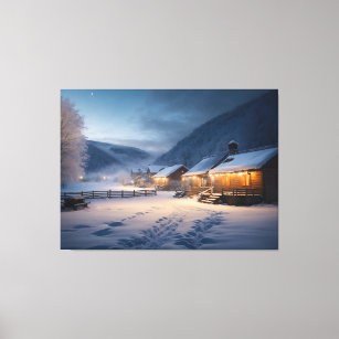 Serene Snowy Night: The Silence of the Snowflakes Canvas Print
