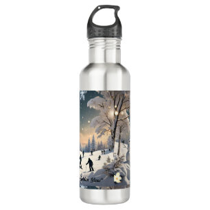 "Serene Snowy Nights" Stainless Steel Water Bottle