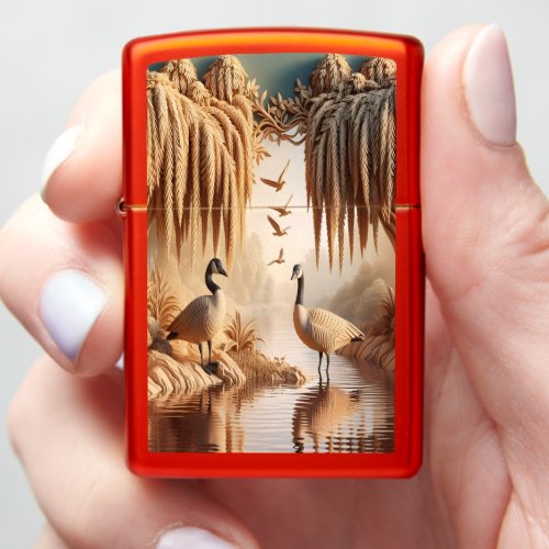 Serene Spirits Two Geese in Water Zippo Lighter