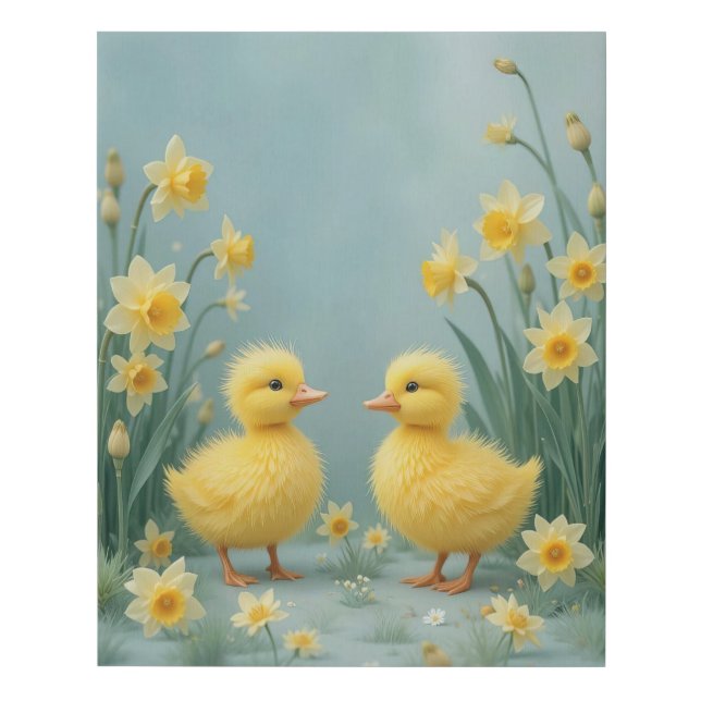 Serene Spring Ducklings Nursery Decor Faux Canvas Print (Front)