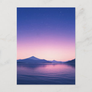 Serene Starry Night Mountain Lake Postcard
