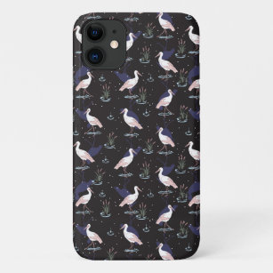 Serene Stork Pond Pattern - Elegant Reflections iPhone 11 Case