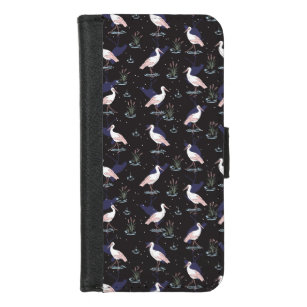 Serene Stork Pond Pattern - Elegant Reflections iPhone 8/7 Wallet Case