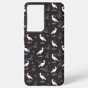 Serene Stork Pond Pattern - Elegant Reflections Samsung Galaxy S21 Ultra Case