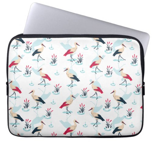 Serene Stork Sanctuary _ Elegant Pond Scene Laptop Sleeve