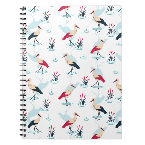 Serene Stork Sanctuary _ Elegant Pond Scene Notebook