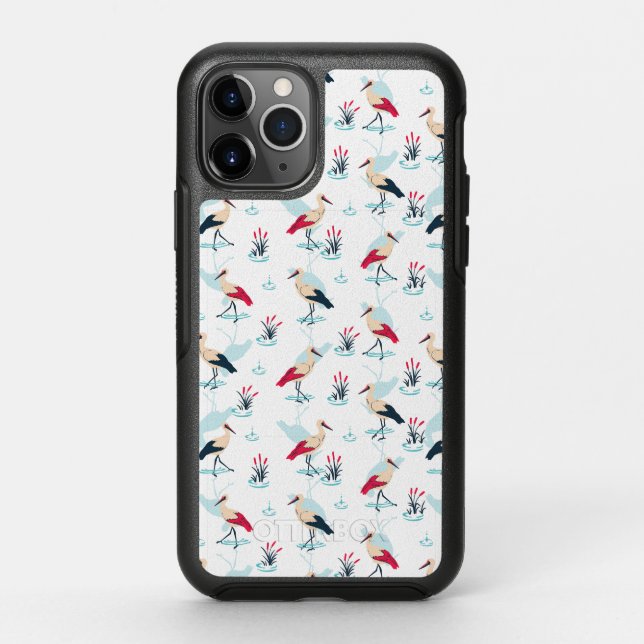 Serene Stork Sanctuary - Elegant Pond Scene Otterbox iPhone Case (Back)