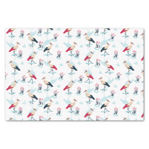 Serene Stork Sanctuary _ Elegant Pond Scene Tissue Paper