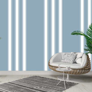 Serene Stripes: Dusty Blue & White Peel and Stick Wallpaper