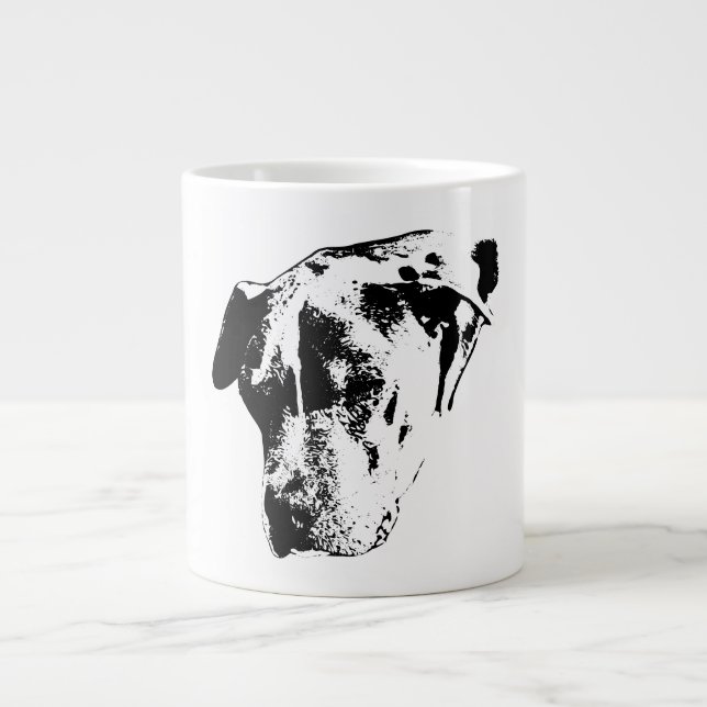 Serene Sun-Squint—Pitbull Mix Portrait Giant Coffee Mug (Front)