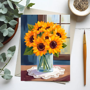 Serene Sunflowers Yellow Floral Watercolor Postcard