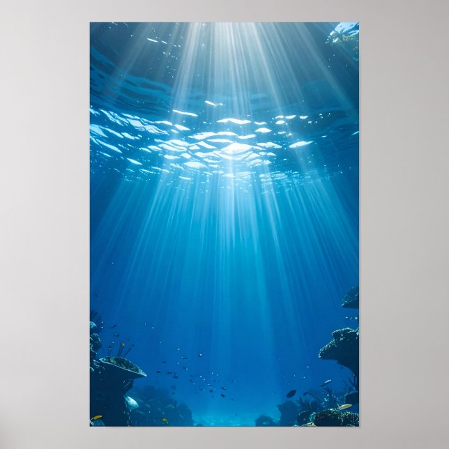 Serene Sunlit Coral Reef Poster (Front)