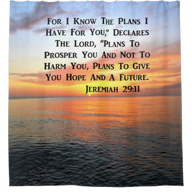 SERENE SUNRISE JEREMIAH 29:11 BIBLE VERSE SHOWER CURTAIN (Front)