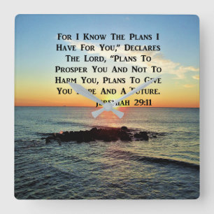 SERENE SUNRISE JEREMIAH 29:11 SCRIPTURE DESIGN SQUARE WALL CLOCK