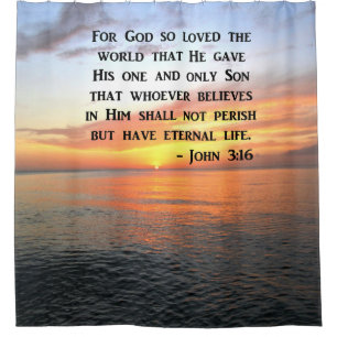 SERENE SUNRISE JOHN 3:16 PHOTO DESIGN SHOWER CURTAIN