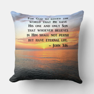 SERENE SUNRISE JOHN 3:16 PHOTO DESIGN THROW PILLOW