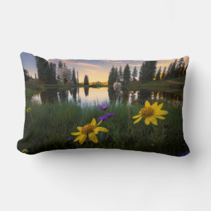 Serene Sunrise over a Colorado Pond Lumbar Pillow