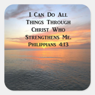 SERENE SUNRISE PHILIPPIANS 4:13 PHOTO SCRIPTURE SQUARE STICKER