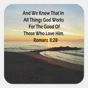 SERENE SUNRISE ROMANS 8:28 SCRIPTURE SQUARE STICKER