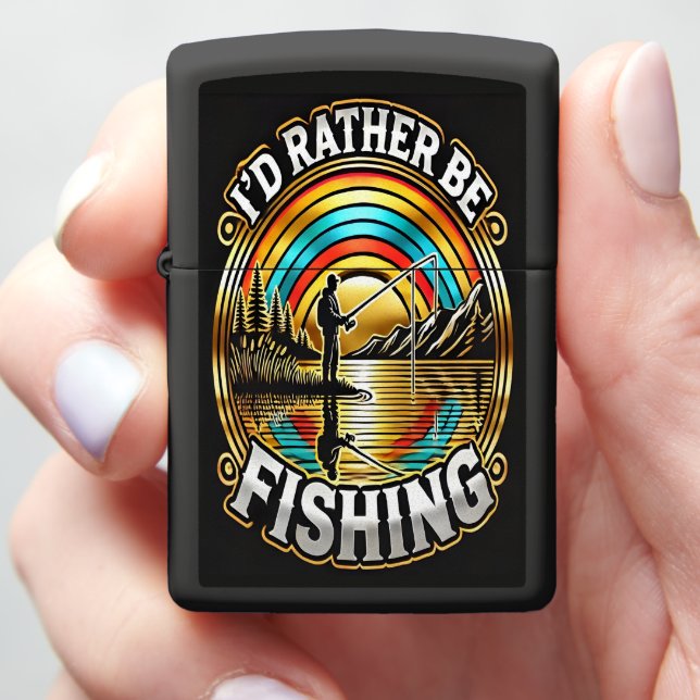 Serene Sunset Fishing Zippo Lighter (In Hand)