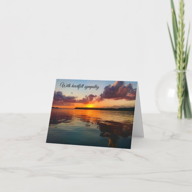 Serene Sunset Lake "With Heartfelt Sympathy" Card (Front)