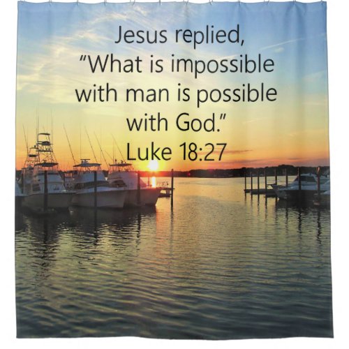 SERENE SUNSET LUKE 1827 SCRIPTURE DESIGN SHOWER CURTAIN