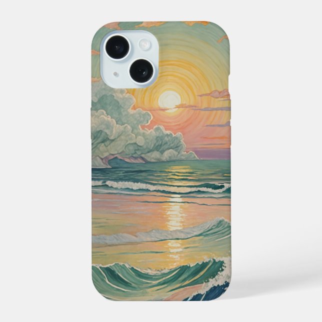 Serene Sunset on the Waves Iphone Case (Back)
