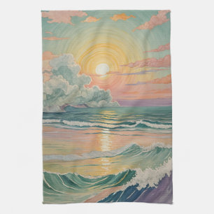 Serene Sunset on the Waves Kitchen Towel