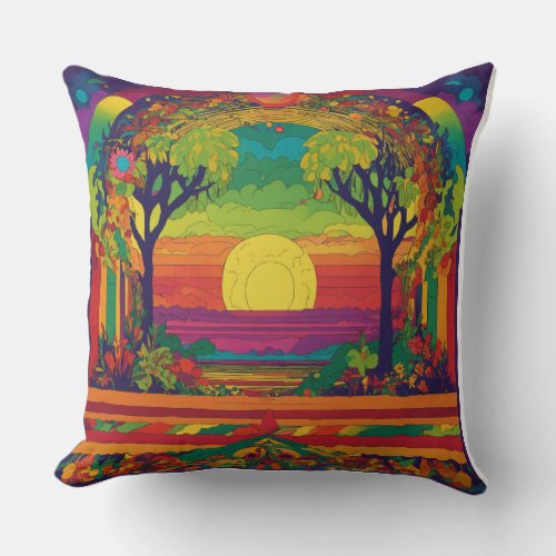 Serene Sunset Printed Throw Pillow