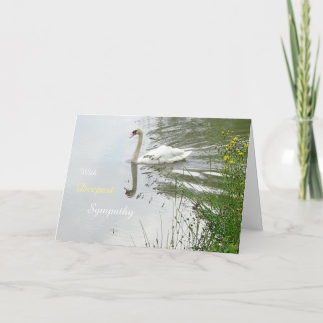 Serene Swan & Dragonfly Sympathy Greeting Card (Front)