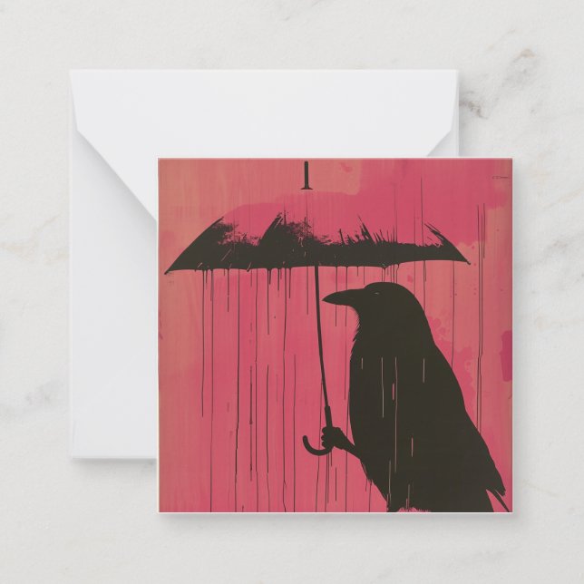 Serene Symphonies: Raindrops & Crows Note Card (Front)