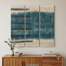 Serene Teal and Charcoal Minimalist Triptych