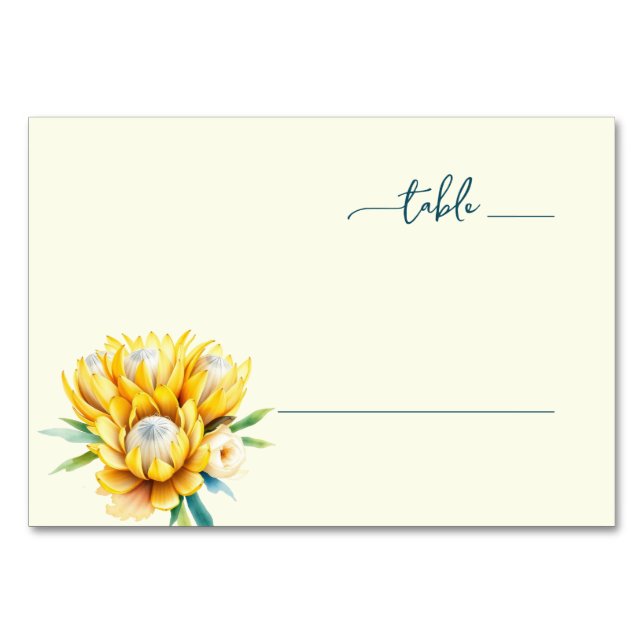 Serene Teal Floral Protea Table Number (Front)