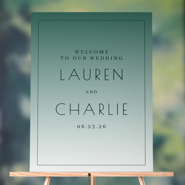 Serene Teal Gradient Wedding Sign (Neutral)