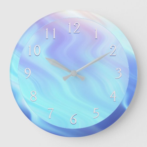 Serene Teal Lavender Rose Large Clock