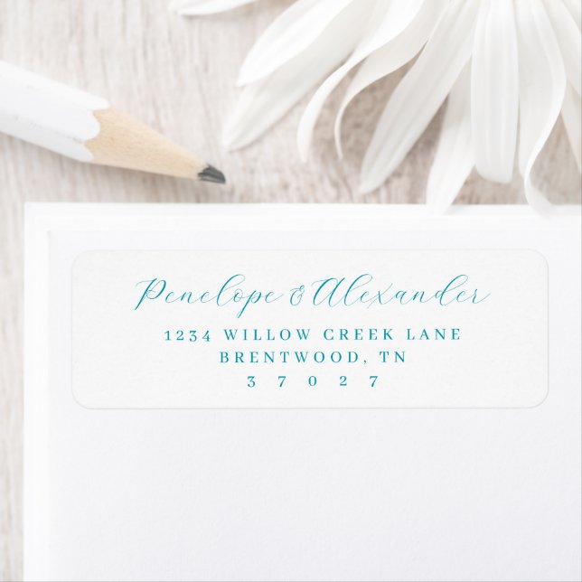 Serene Teal Minimalist Calligraphy Label (Insitu)