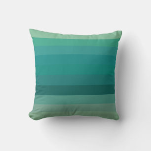 Serene Teal Ombré Horizontal Stripes Throw Pillow