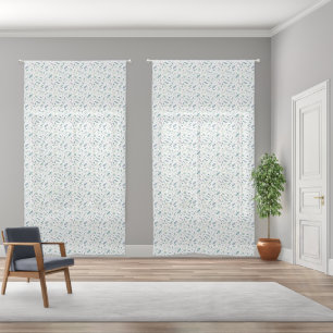 Serene Teal & Sage Leaves Sheer Curtains