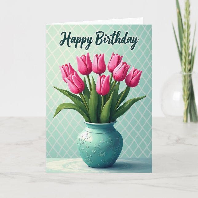 Serene Teal Vase Card (Front)