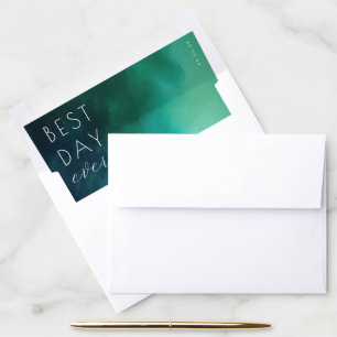 Serene Teal Watercolor Gradient Envelope Liner