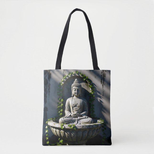 Serene Tranquil Buddha Fountain  Tote Bag (Front)