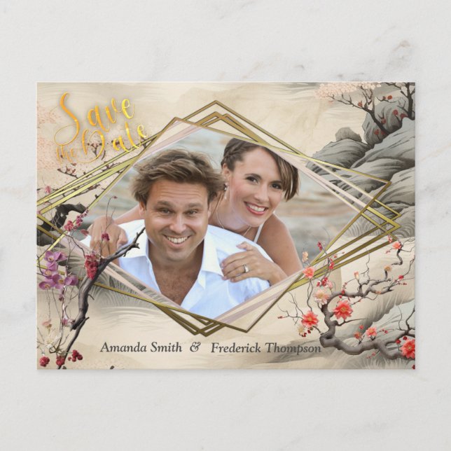 Serene Tranquility Ikebana Japanese theme Announcement Postcard (Front)